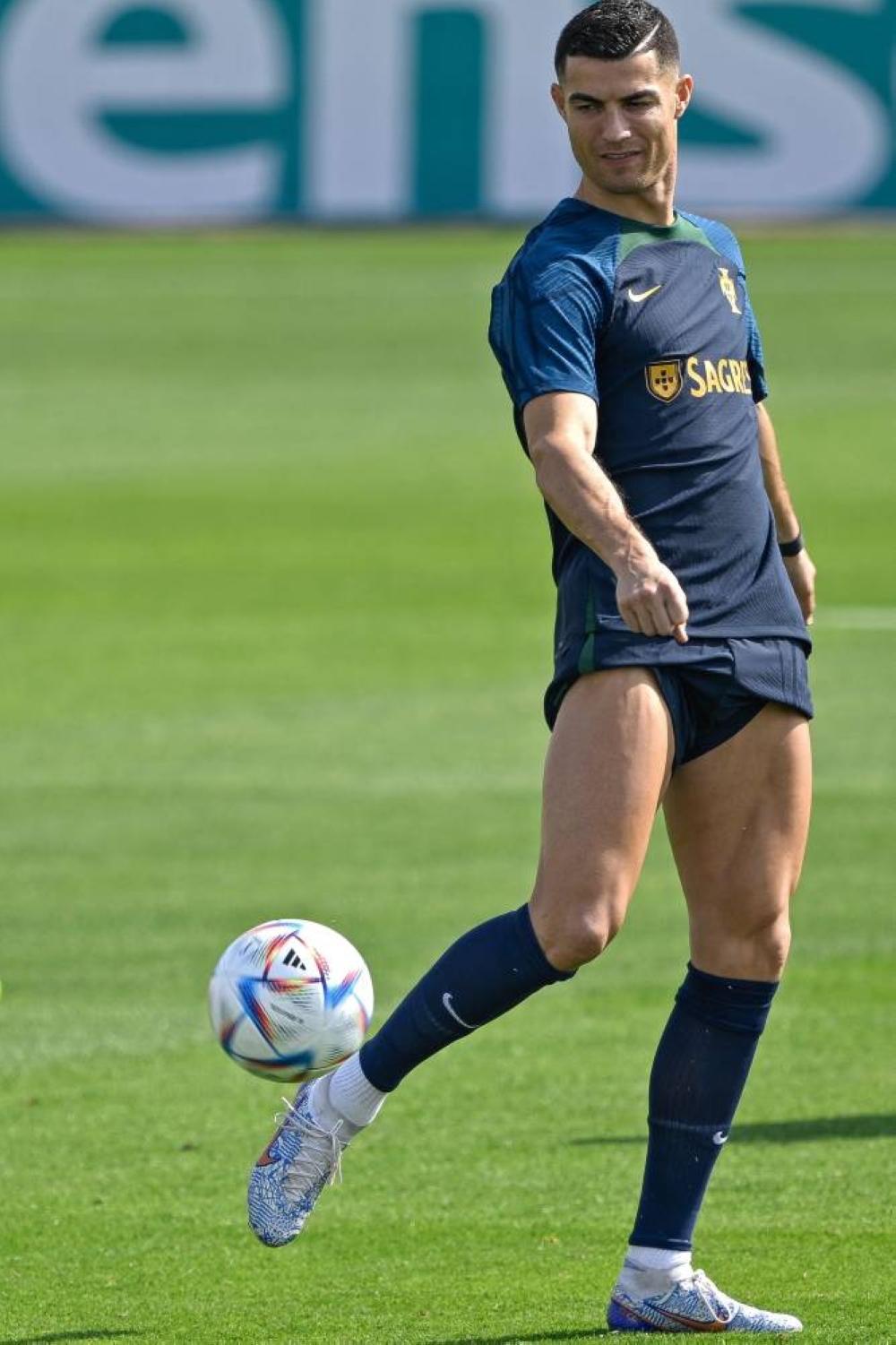 Portugal's forward Cristiano Ronaldo takes part in a training