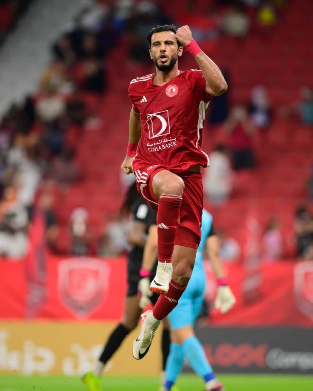 Mohamed El-Sayed (34) of Al Shamal evades a tackle during the QNB Stars  League game between Al Rayyan and Al Shamal at the Suheim bin Hamad Stadium  in Doha, Qatar on 11