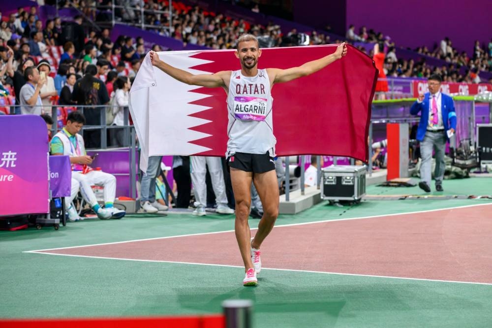 180314) -- DOHA, March 14, 2018 (Xinhua) -- Abdelkarim Hassan (C) of Al-Sadd  celebrates after scoring during the AFC Champions League Group C soccer  match between Qatar's AL-Sadd and Uzbekistan's FC Nasaf